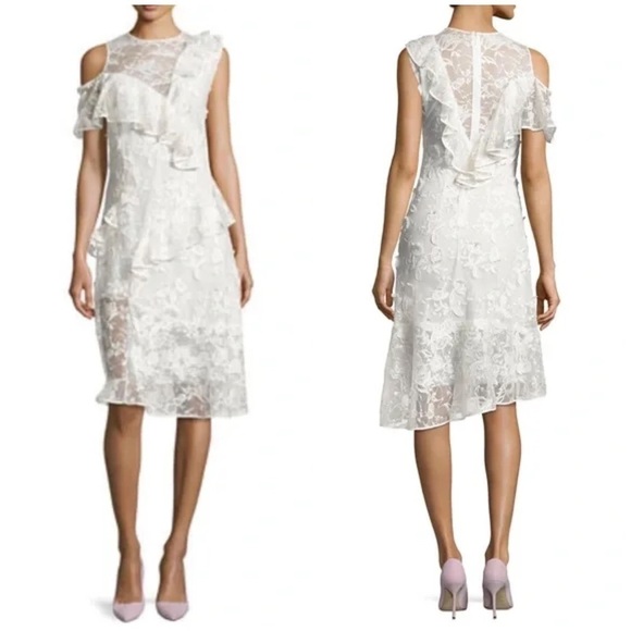 NWT Sachin + Babi White Lace Tiered Ruffle Romantic Dress Bridal Boho Sz 10 - Picture 1 of 14